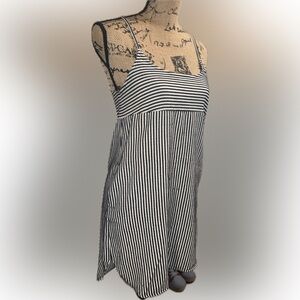 Madewell Striped Black Cream Shift Apron Racerback Casual Dress Pockets Cotton 2